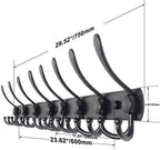 WEBI Coat Rack Wall Mount Long,8 Tri Hooks for Hanging Coats,30 inch Hook Rack Rail,Coat Hanger Wall Mounted for Clothes,Jacket,Hat,Black - Image 2