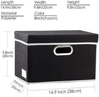 PRANDOM Foldable Storage Bin with Lid [5-Pack] Linen Fabric Decorative Storage Box Organizer Container Basket Cube with Handles Divider for Closet Office Living Room Black(14.9x9.8x9.8) - Image 5