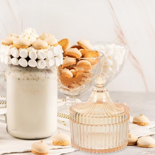 Beavorty jewelry box storage jars with lids taster bowls candy buffet holder makeup organizer cotton ball holder cookie containers with lids crystal candy jar dog treat jar Glass tray snack - Image 4