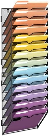 SUPEASY 14-Tier Wall File Organizer, Mesh Hanging Wall Mount File Holder by SUPEASY
