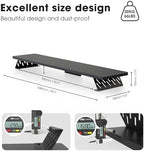 Fenge Monitor Stand Riser, Wooden & Metal Desk Shelf Organizer, Black - Image 5