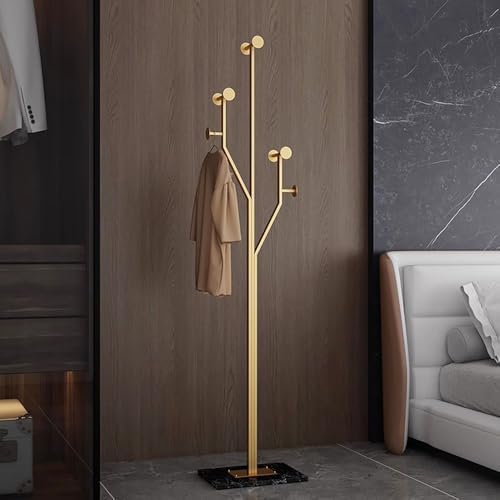 Gold Coat rack,Sturdy coat tree freestanding heavy duty with Marble Base,Metal standing coat rack for Bedroom,Entrance,Modern coat hanger stand for Coats,Hats,Bags(gold) by BUZUEYModernmetalfurniture