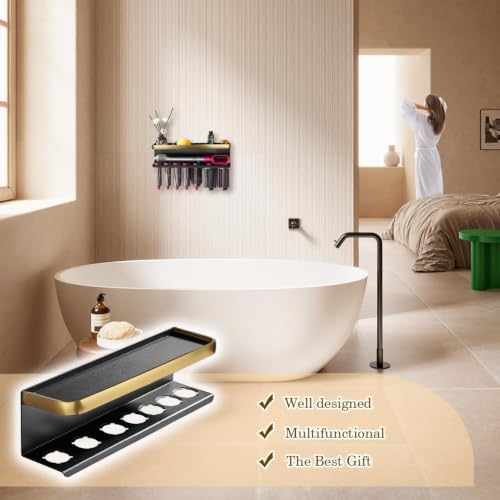 Airwrap Storage Holder Compatible with Dyson Airwrap Curling Iron Wall Mounted Storage Rack Holder for Home Organizer (with Comb) Gold - Image 7