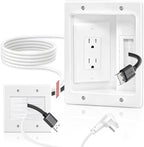 in Wall Cable Management Kit with Recessed Tv Outlet Box-Two-Hole Socket, 9ft Cord,Tv Cable Hider Wall Kit Hider Box Fits All Plugs, Easy, Safe Cable Management by Naerza