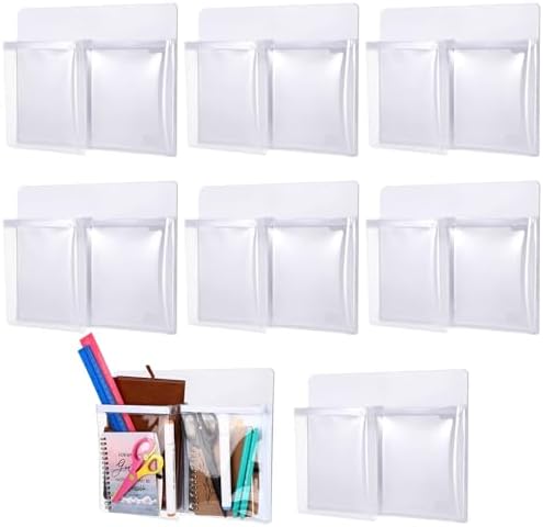 8 Pack Magnetic File Holder Fridge Organizer White with 2 Pockets by Unknown