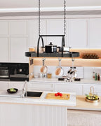 CHOEZON Hanging Pot Rack, Pot Hanger for Kitchen, Ceiling Mounted Pot Holder, Cookware Organizer with 12 S-Shaped Hooks, for Pot, Pan Storage, Space-Saving, Charcoal Black and Black TPR08BCC1 - Image 2