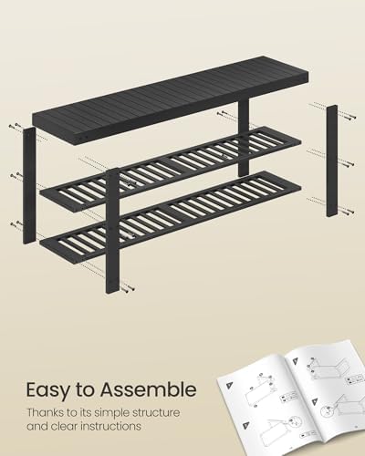 SONGMICS Shoe Rack Bench, 3-Tier Bamboo Entryway Bench, 43 Inches Width - Image 6