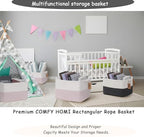 COMFY-HOMI 3PACK Cotton Rope Square baske with Handles for Shelves|Dog Toy baske Bin and Storage|Baby baske for Gift|Shoe baske for Organizing|13.5" x 11" x 9.5" for Living Room（White/Pink） - Image 5