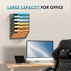 SUPEASY 6 Tier Wall File Organizer, Hanging Wall Mounted Mail Organizer with Label Slots, Metal Mesh File Holder Magazine Rack for Office, Home, School or Classroom, Black, 2Pack - Image 5