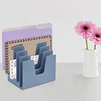 Acrimet 5 Section Incline File Sorter Organizer, Desktop Mail Holder, Blue - Image 3