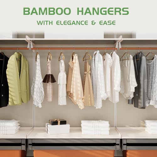 APRTAT Bamboo Clothes Hangers 30 Pack, Suit Hangers 360° Rotatable Hook - Image 2