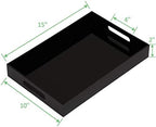 Glossy Black Sturdy Acrylic Serving Tray with Handles - 10x15 Inch, Coffee, Appetizer, Breakfast Tray - Butler, Kitchen to Vanity Table, Decorative - Image 2