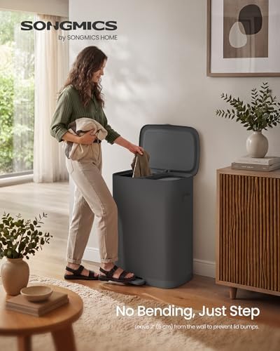 SONGMICS Laundry Hamper with Lid and Pedal, 160L Laundry Basket，2 Sections - Image 2