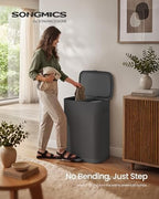 SONGMICS Laundry Hamper with Lid and Pedal, 160L Laundry Basket，2 Sections - Image 2