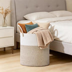 53L Tall Cotton Rope Laundry Basket with Handles, Brown - Image 5