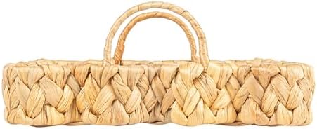 Household Essentials Woven Water Hyacinth Scalloped Square Trays, Set of 2, Natural - Image 5