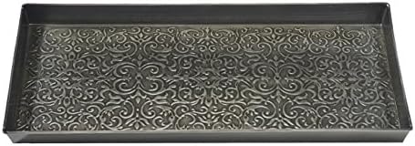 HF by LT Enchanted Scroll Pattern Metal Boot Tray, 30 x 13 inches, Antique Zinc Finish - Image 2