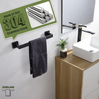 KOKOSIRI 16-Inch Single Towel Bar, Bathroom Kitchen Towel Holder, Wall Mounted SUS304 Stainless Steel Towel Rack 2 Pack, Matte Black, B4003BK-L16-P2 - Image 3
