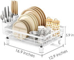 AIDERLY Metal Dish Drying Rack Automatic Drainage, White, Large - Image 3