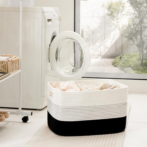 Artfeel Blanket Basket,Rectangle Woven Baskets for Storage,65L Laundry Basket for Decorative Nursery Blanket,Toys,Dirty Clothes and Magazine in Shelves,Baby Room,and Living Room - Image 3