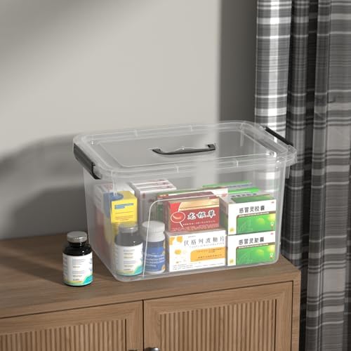Quickquick 18 Quart Plastic Clear Latching Storage Bin with Handle, 4 Packs - Image 7