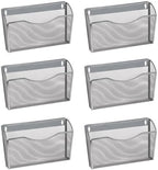 YBM Home Mesh Wall Mount File Organizer Holder for Home and Office, Single Pocket Hanging File Holder for Folders, Documents, Letters, and Magazines, Silver 6 Pack by YBMHome