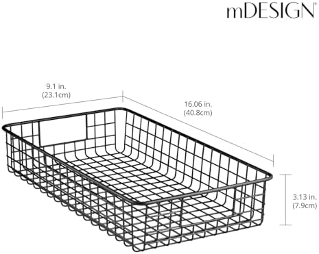 mDesign Wide Wire Storage Basket for Kitchen, Pantry, Cabinet - Pack of 2, Matte Black ? - Image 4