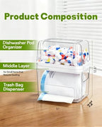 Kaen 3 in 1 Trash Bag Dispenser Under Sink Dishwasher Pod Organizer - Image 2