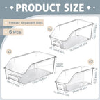 LemonRoad 6 Packs Pantry Organizers and Storage Freezer Clear Organizer Bins with Handle Acrylic Organization Bins Stackable Open Front Storage Vegetable Egg Salad Containers for Kitchen Cabinet - Image 2