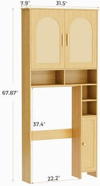 Homhedy Wooden Over The Toilet Storage Cabinet, Natural - Image 2