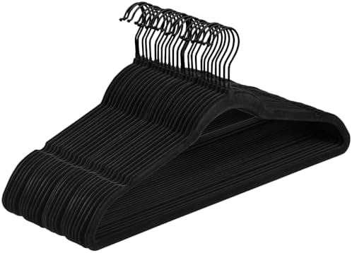 Black Velvet Clothes Hangers 60 Pack, Slim Space Saving Suit Hangers for Closet Organizer, 360° Rotating Black Hooks, Non Slip Clothes Felt Hangers Heavy Duty for Coats,Shirts, Pants, and Dress by SmartHomeforYourFamily