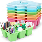 6 Pack Classroom Caddy with Handle, 6 Compartment (Pastel) by Yakydesign