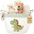 Dinosaur Baby Storage Basket, Woven Cotton Rope Nursery Bin, 15x11 in by KeminaBlankets