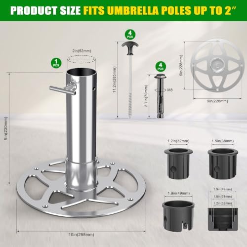 Heavy-Duty Patio Umbrella Stand Base for Up to 2" Poles - Image 2