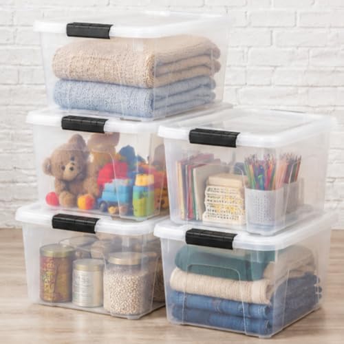 20 Quart Plastic Stackable Storage Totes with Lids, Totes, Clear, 6 Pack - Image 2
