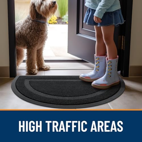 OLANLY Half Circle Front Door Mat Outside 71x47 All-Season Rubber Doormat - Image 6