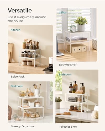 SONGMICS Set of 4 Metal Spice Racks, Stackable Expandable Shelf Risers - Image 5