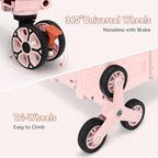 Foldable Utility Cart Portable Crate Rolling Dolly with Telescopic Handle,Can be Pulled diagonally, Magnetic Retractable Lid, 360°Swivel Climbing Wheels for Shopping Carrying Groceries Move Pink - Image 4