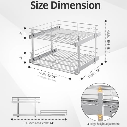 Pull Out Cabinet Organizer,22¼'' Slide Out Kitchen Organizers and Storage - Image 2