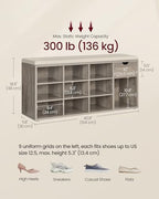 VASAGLE Shoe Bench with Cushion, Storage Bench, 10 Compartments - Image 3