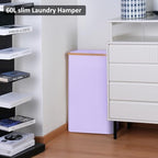 Slim Laundry Basket,60L Laundry Hamper with Lid, Tall Hamper for Laundry,Dirty Cloth Hamper with Bamboo Handle for Towels, Clothes Organizing,Purple - Image 4