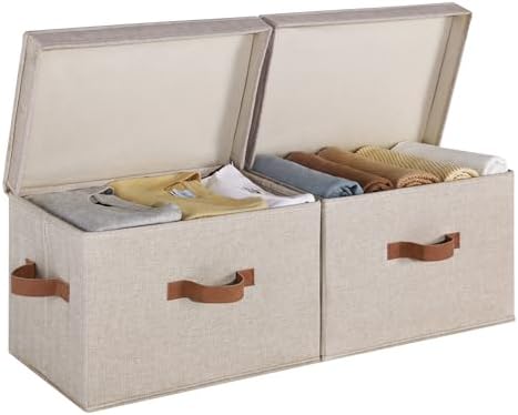 StorageWorks Fabric Storage Bins with Lids, Closet Storage Bins by StorageWorks
