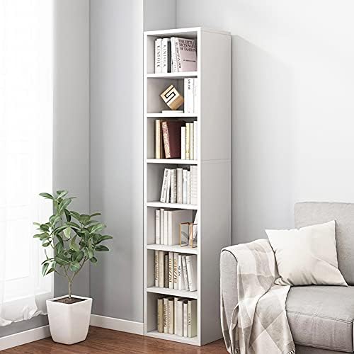 IOTXY Small Narrow Corner Bookcase - 59" Tall Gap Storage Cabinet, White by IOTXY