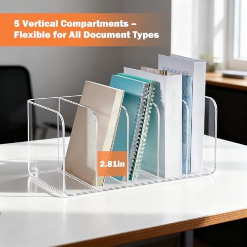 1 Pcs 5-Section Acrylic Magazine File Holder Desk Organizer - Image 3