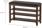 Taitiy Shoe Bench with 3 Tier Adjustable Shelves Rubberwood Entryway 31.5'' - Image 2