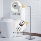 BAGNOLUX Bathroom Toilet Paper Holder Stand with Reserve, SUS304 Stainless Steel Rustproof Pedestal Tissue Roll Holder Heavy Duty, Polished Chrome - Image 5