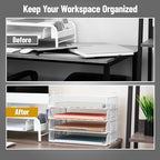 Mind Reader Stackable Paper Tray, Desktop Organizer, File Storage, Office, Metal Mesh, 4 Pcs., White - Image 5