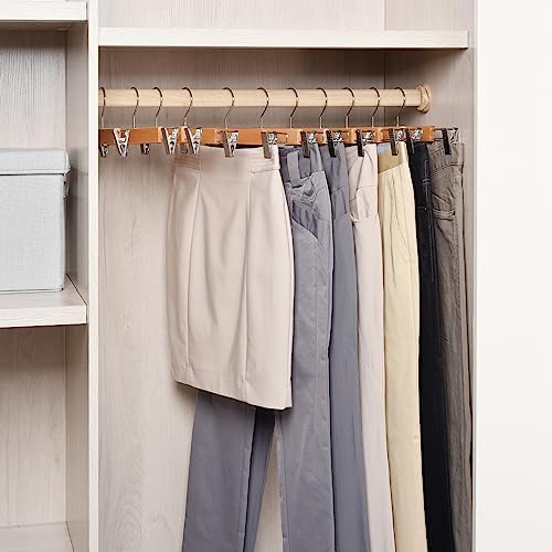 Amber Home 24Pack Wooden Pant Hangers with Adjustable Clips, 14.17" Natural - Image 6