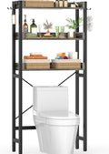 Ecoprsio Over-The-Toilet Storage Rack, 3-Tier Bathroom Organizer Shelf Over Toilet, Freestanding Space Saver Toilet Stands with 4 Hooks, Grey by Ecoprsio