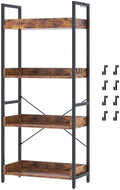 HCHQHS 4 Tier Bookshelf, Adjustable Industrial Bookcase, Vertical Tall Book Shelf, Wood and Black Metal Open Bookshelves for Home Office, Living Room, Bedroom by HCHQHS